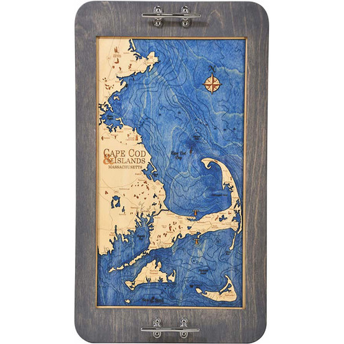 Cape Cod Nautical Map Serving Tray with Boat Cleat Handles